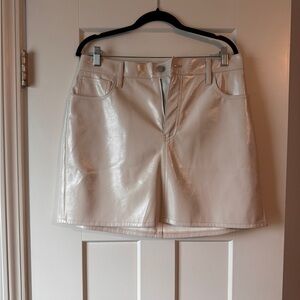 Madewell Glossy Cream Pleather Skirt